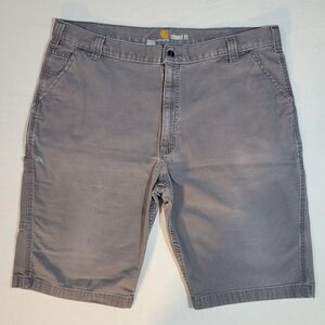 Carhartt (Men's 40) Stained Broken In Flat Front Gray Work Shorts